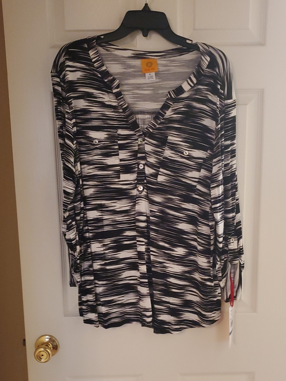 Ruby Rd. Black & White Striped Button-Front Shirt